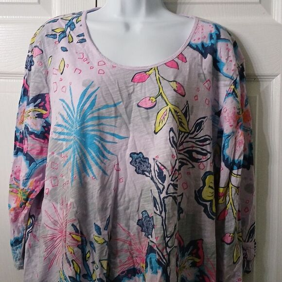 Fresh Produce lilac floral print tunic top beach vacation cruise Sz 2X  EUC - Picture 3 of 10
